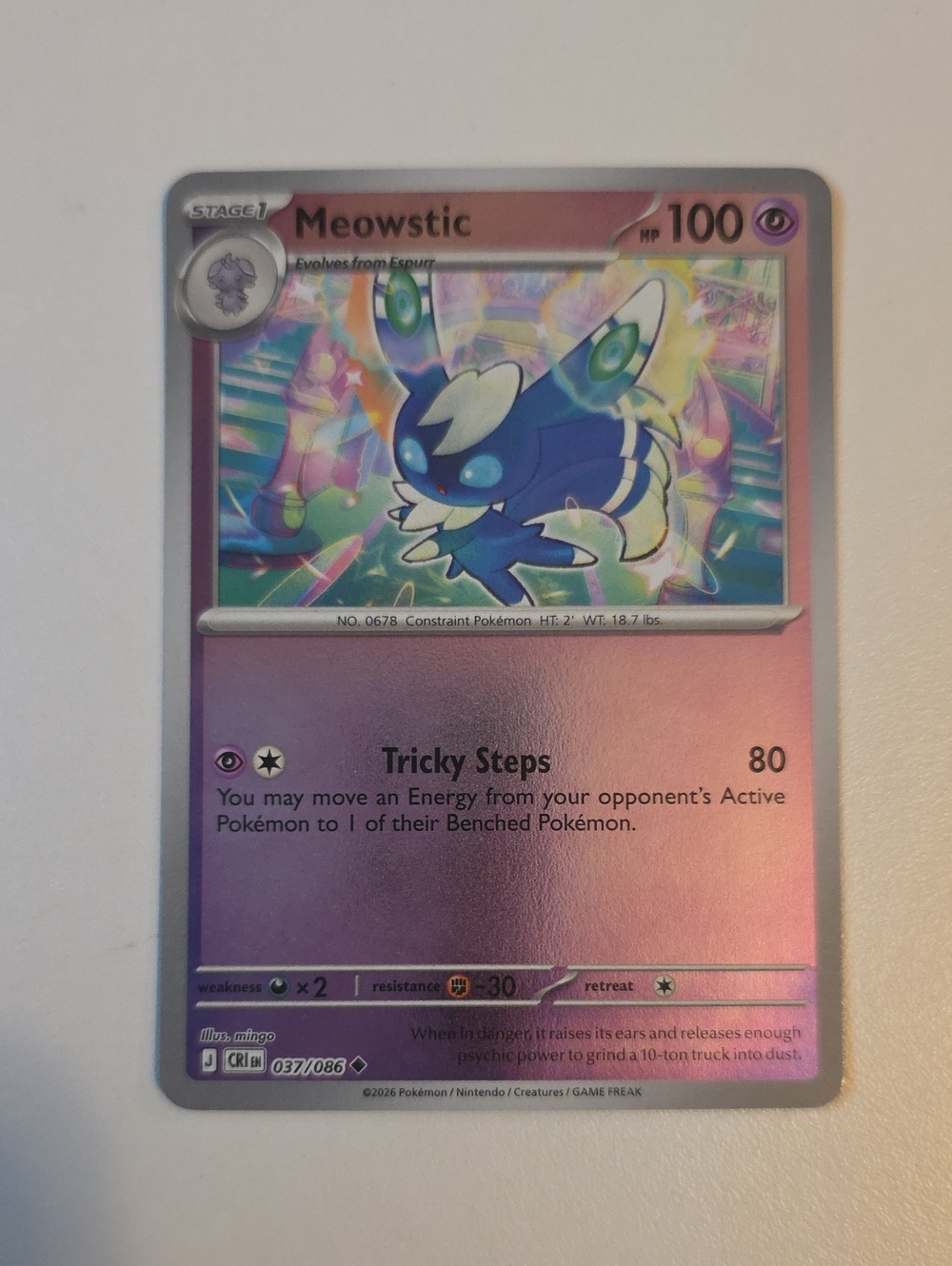Pokemon Meowstic Trading Card